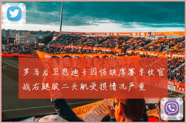 罗马后卫恩迪卡因伤缺席赛季收官战右腿股二头肌受损情况严重